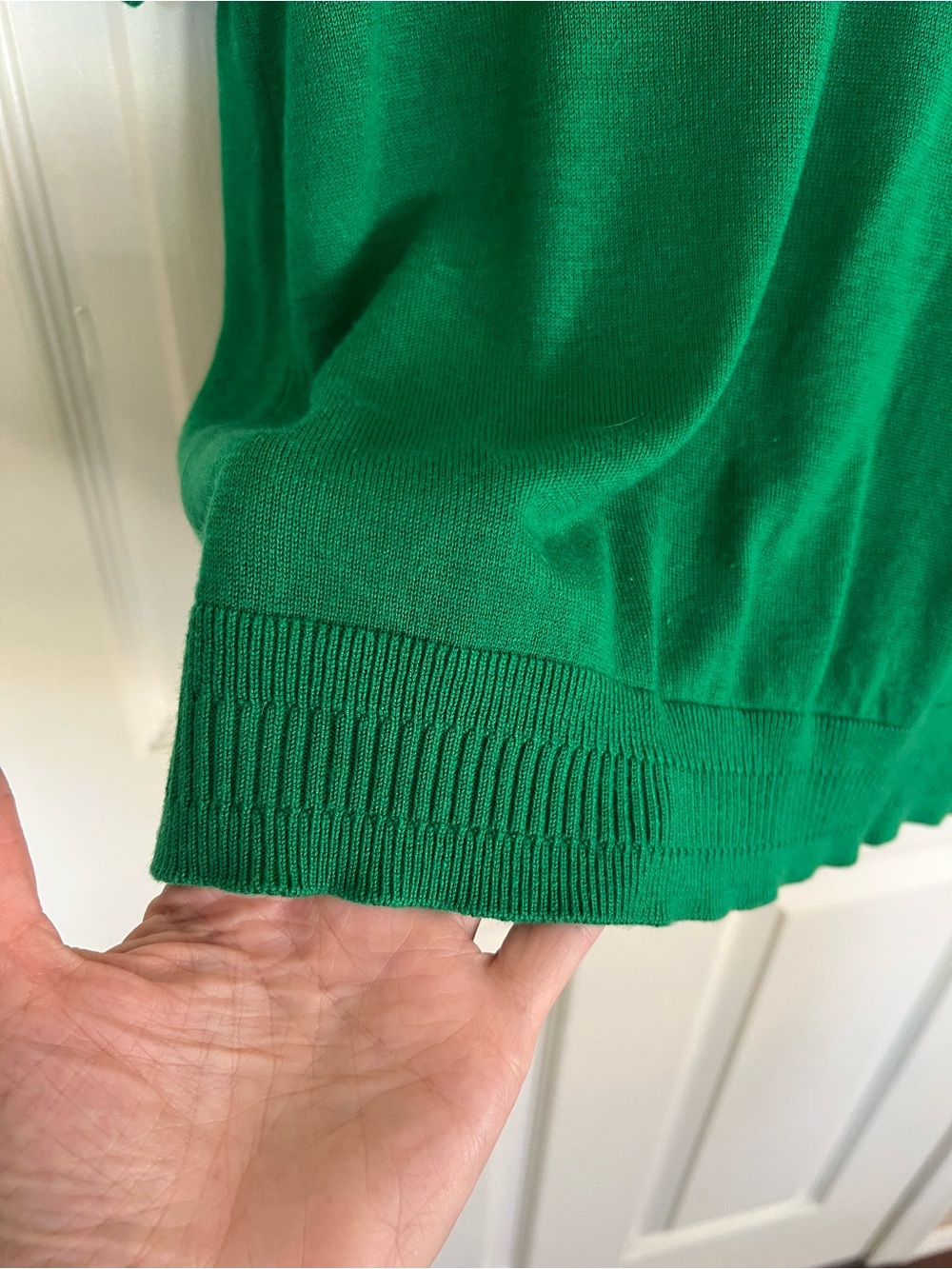 J.Crew Emerald Green Fine Gauge Knit Crewneck Sweater Short Sleeve M - Picture 4 of 8